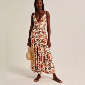 Abercrombie &Fitch linen floral button through maxi dress  Sz XL